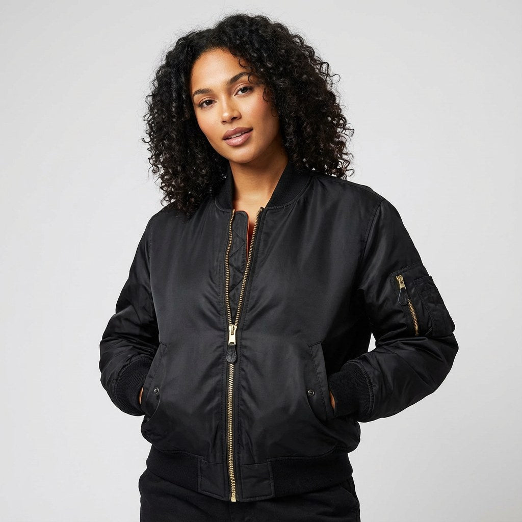 Isla | Women's Utility Bomber Jacket, Satin-Finish Autumn Jacket | Animated Apparel | Paars