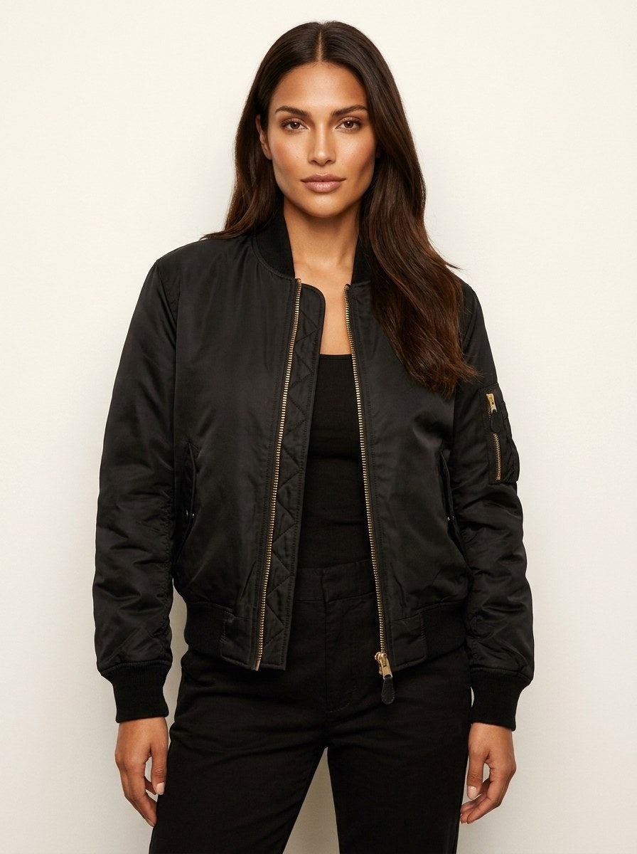 Isla | Women's Utility Bomber Jacket, Satin-Finish Autumn Jacket | Animated Apparel | Marineblauw