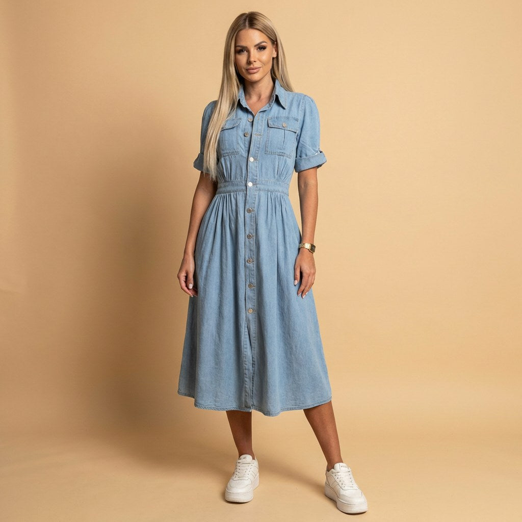 Ivy | Women's Classic Denim Midi Dress - image 1