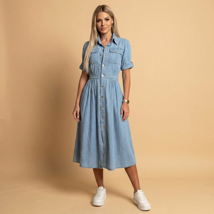 Ivy | Women's Classic Denim Midi Dress - image 1