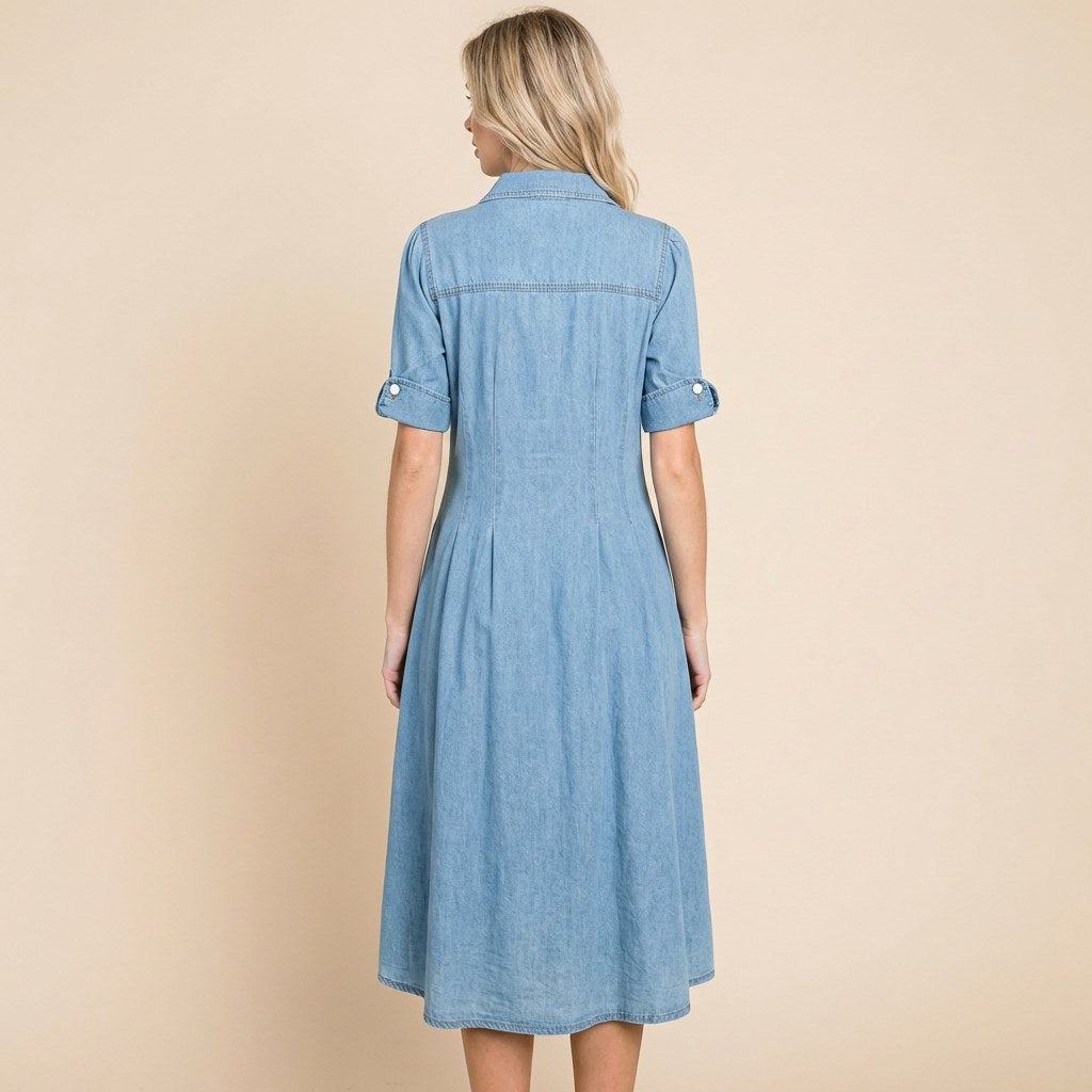 Ivy | Women's Classic Denim Midi Dress - image 2