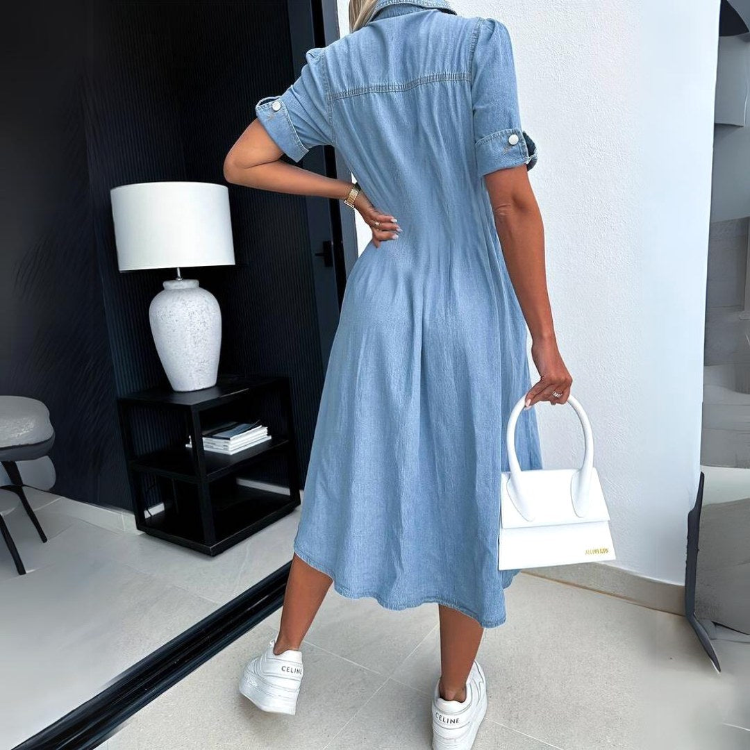 Ivy | Women's Classic Denim Midi Dress - image 4