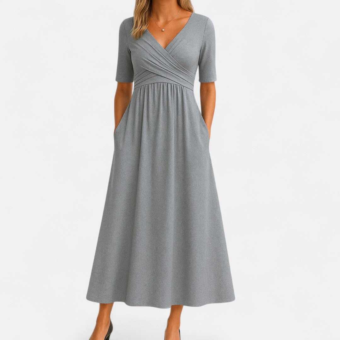 Ivy | Women's Elegant Midi Dress - Gray