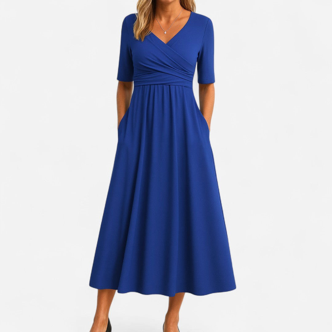 Ivy | Women's Elegant Midi Dress - Blue
