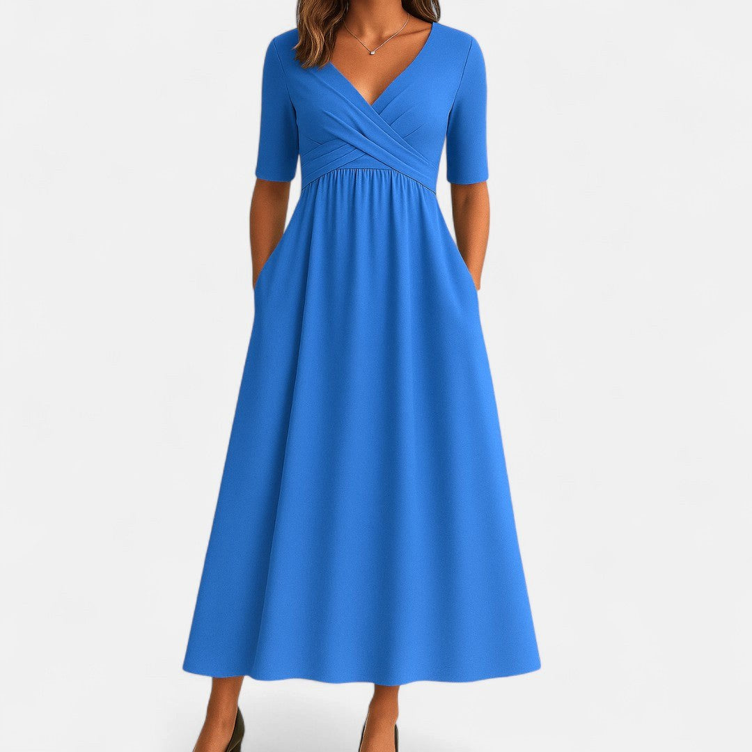 Ivy | Women's Elegant Midi Dress - Light blue