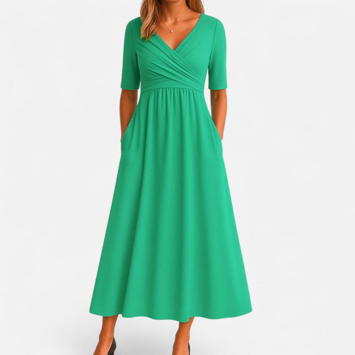 Ivy | Women's Elegant Midi Dress - Green