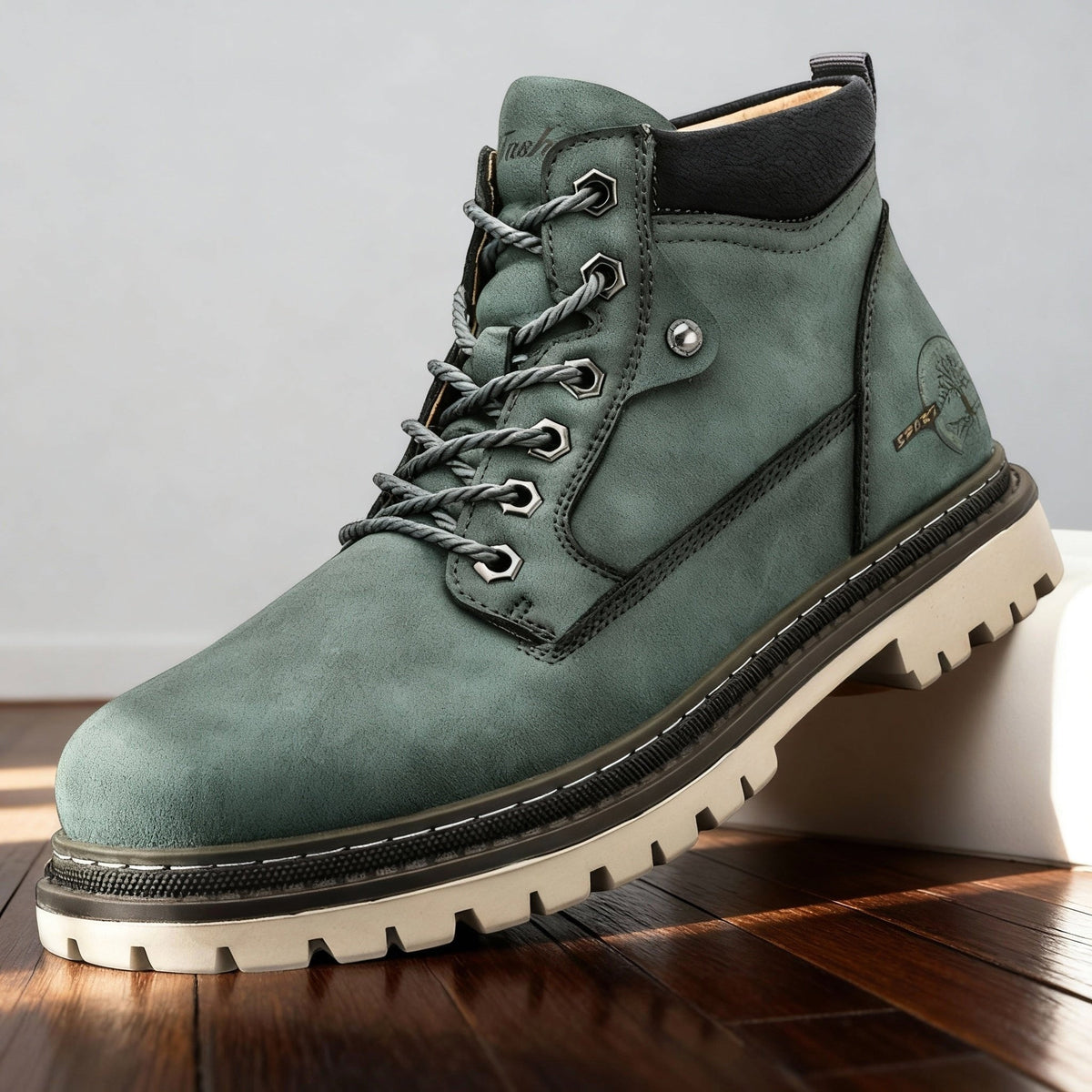 Jack | Men's Leather Work Boots, Lace-Up Anti-Slip Boots | Animated Apparel | Black