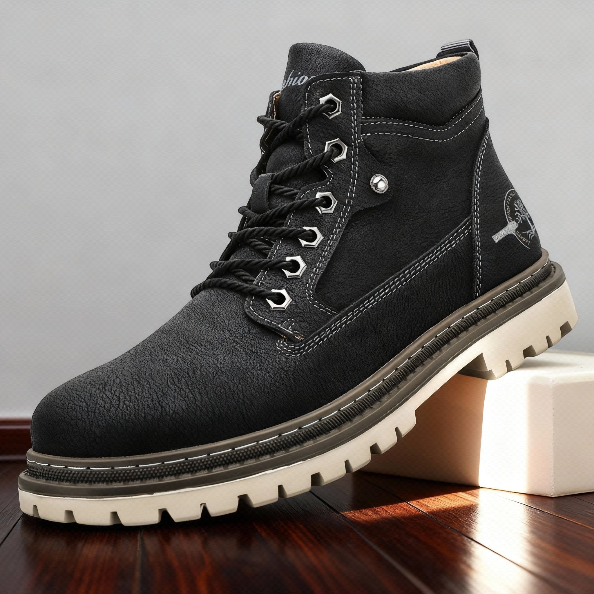 Jack | Men's Leather Work Boots, Lace-Up Anti-Slip Boots | Animated Apparel | Moss Green