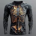 Jackson | Men's Long-Sleeve Skeleton Flame Shirt, Halloween Graphic Tee | Animated Apparel | Black 1