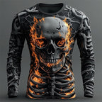 Jackson | Men's Long-Sleeve Skeleton Flame Shirt, Halloween Graphic Tee | Animated Apparel | Black 2