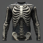 Jackson | Men's Long-Sleeve Skeleton Flame Shirt, Halloween Graphic Tee | Animated Apparel | Black 3
