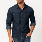 Owen | Men's Denim Shirt with Classic Collar, Button-Up Denim Shirt | Animated Apparel