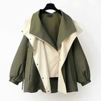 Jacqueline | Women's Oversized Layered Jacket, Practical Autumn Jacket | Animated Apparel | Green