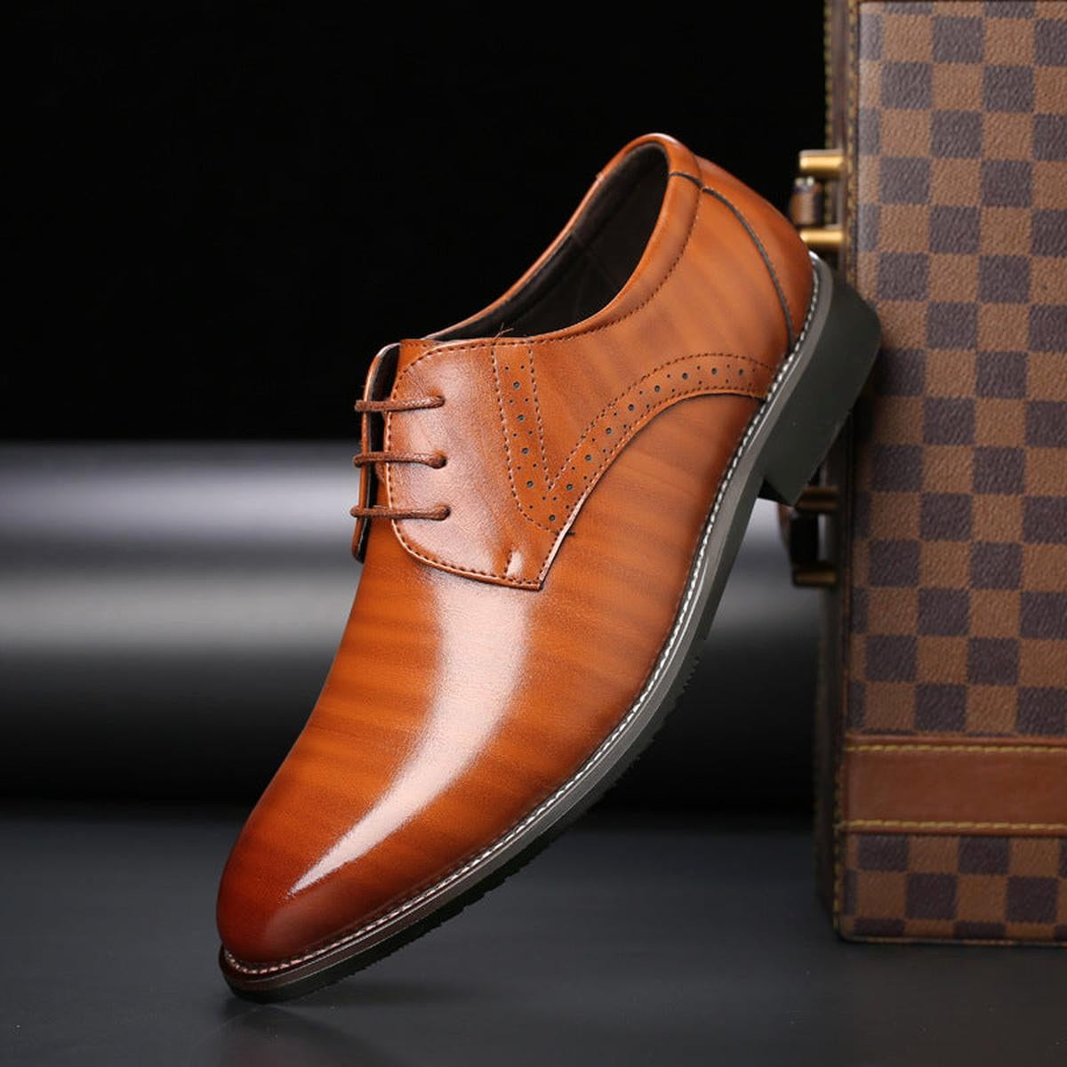 Carter | Men's Classic Lace-Up Leather Shoes, Formal Oxford Shoes | Animated Apparel