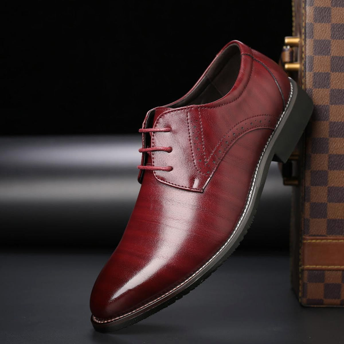 Carter | Men's Classic Lace-Up Leather Shoes, Formal Oxford Shoes | Animated Apparel