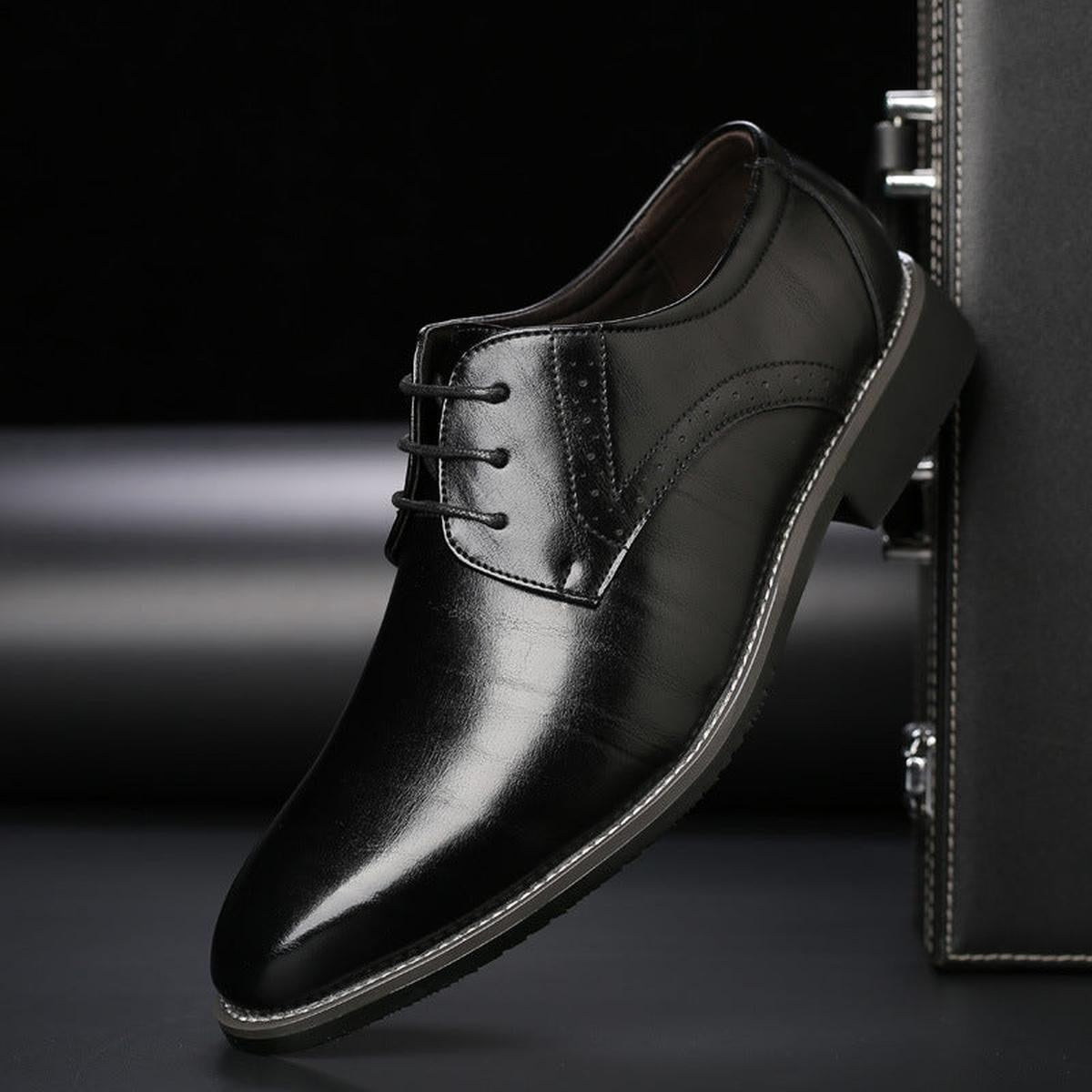 Carter | Men's Classic Lace-Up Leather Shoes, Formal Oxford Shoes | Animated Apparel