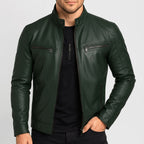 Noah | Men's Leather Motorcycle Jacket, Stand Collar Biker Jacket | Animated Apparel