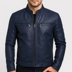 Noah | Men's Leather Motorcycle Jacket, Stand Collar Biker Jacket | Animated Apparel