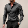 James | Men's Long Sleeve Smart Shirt, Tailored Formal Shirt | Animated Apparel | Dark Grey
