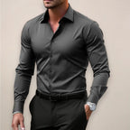 James | Men's Long Sleeve Smart Shirt, Tailored Formal Shirt | Animated Apparel | Dark Grey