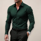 James | Men's Long Sleeve Smart Shirt, Tailored Formal Shirt | Animated Apparel | Dark Green