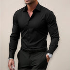 James | Men's Long Sleeve Smart Shirt, Tailored Formal Shirt | Animated Apparel | Black