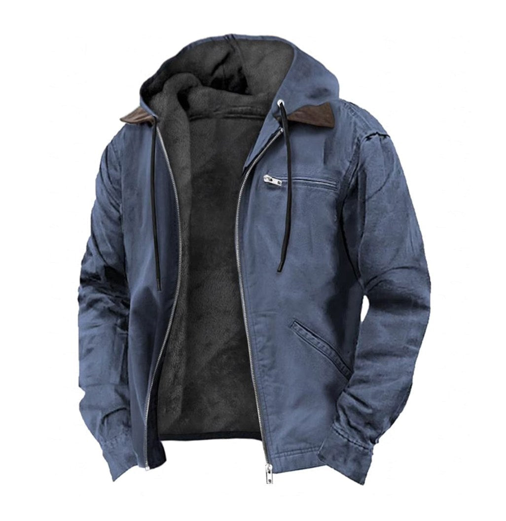 Jamie | Men's Hooded Full Zip Jacket, Lined Casual Jacket | Animated Apparel | Gray
