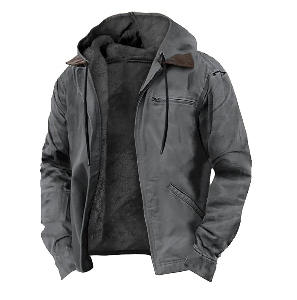 Jamie | Men's Hooded Full Zip Jacket, Lined Casual Jacket | Animated Apparel | Olive Green
