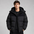 Jared | Men's Oversized Padded Puffer Jacket, Hooded Winter Coat | Animated Apparel | Black