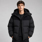 Jared | Men's Oversized Padded Puffer Jacket, Hooded Winter Coat | Animated Apparel | Black