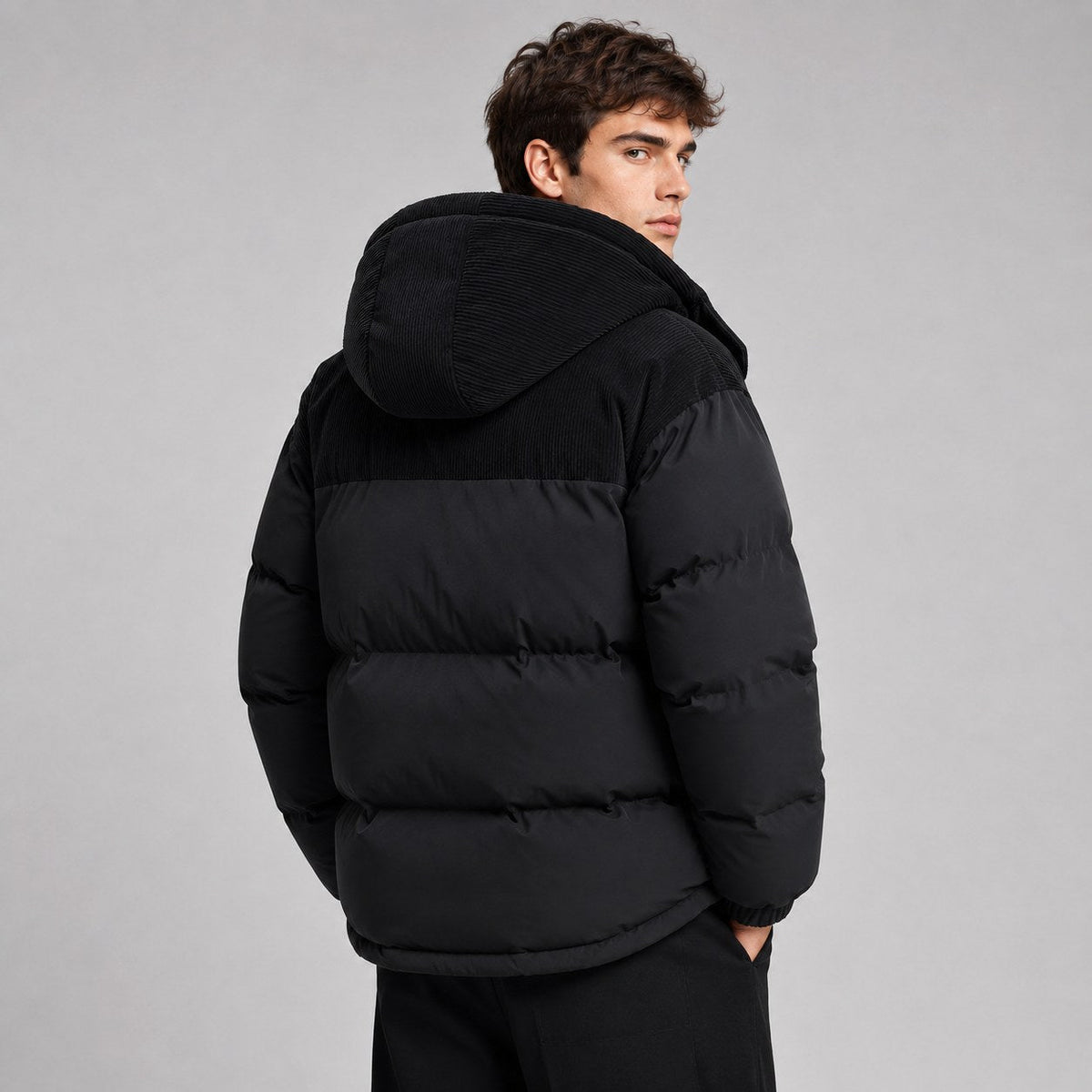 Jared | Men's Oversized Padded Puffer Jacket, Hooded Winter Coat | Animated Apparel | Khaki