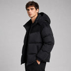 Jared | Men's Oversized Padded Puffer Jacket, Hooded Winter Coat | Animated Apparel | Dark Green