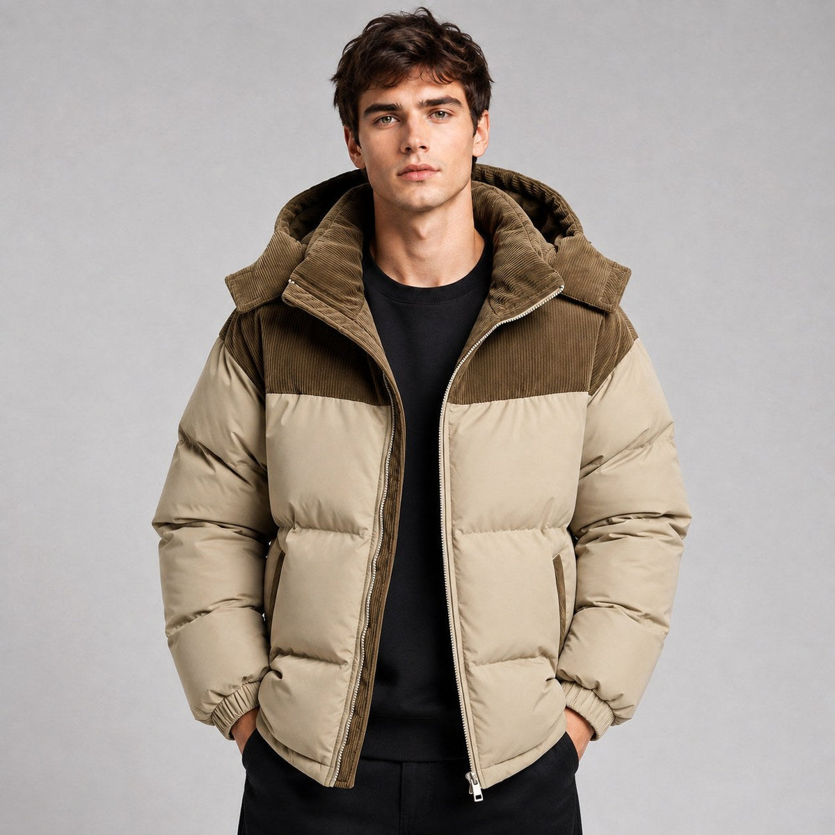 Jared | Men's Oversized Padded Puffer Jacket, Hooded Winter Coat | Animated Apparel | Sky Blue