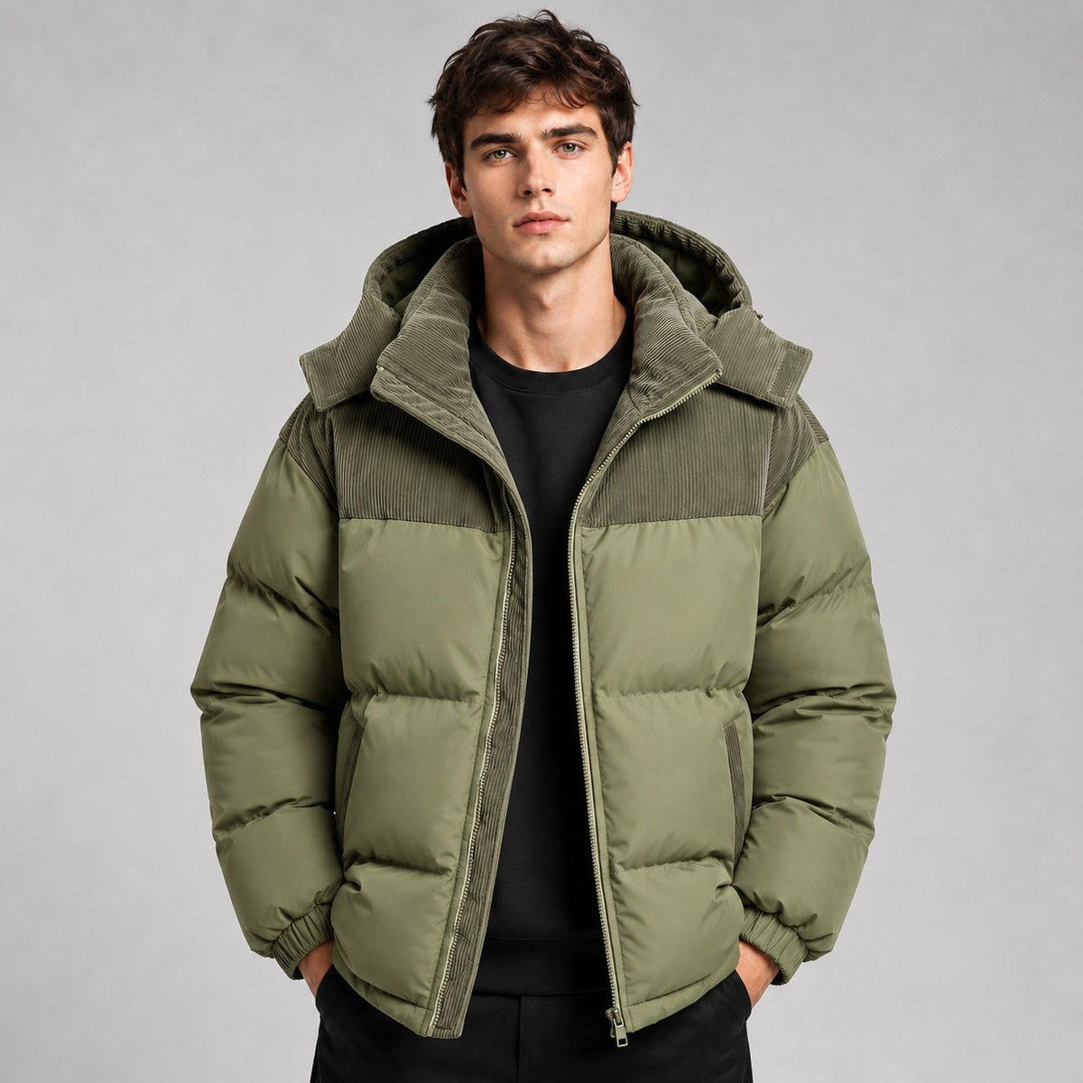 Jared | Men's Oversized Padded Puffer Jacket, Hooded Winter Coat | Animated Apparel