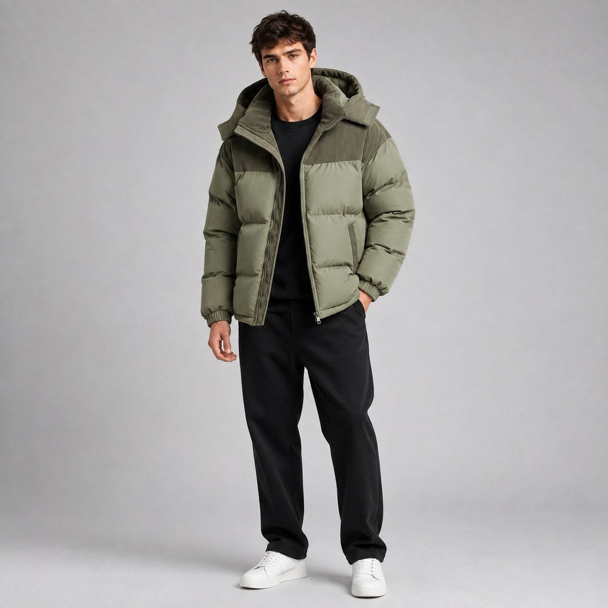 Jared | Men's Oversized Padded Puffer Jacket, Hooded Winter Coat | Animated Apparel