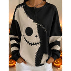 Jenna | Women's Halloween Graphic Crew-Neck Sweatshirt, Festive Graphic Sweater | Animated Apparel | Black