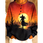 Jenna | Women's Halloween Graphic Crew-Neck Sweatshirt, Festive Graphic Sweater | Animated Apparel | Orange