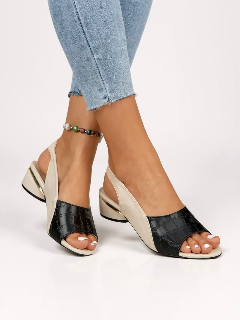 Jolene | Women's Slingback Block Heel Sandals - Black