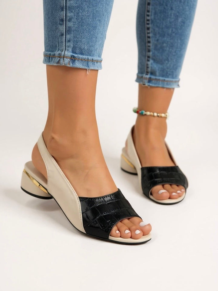 Jolene | Women's Slingback Block Heel Sandals - Brown