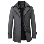 Jonathan | Men's Mid-Length Pea Coat, Notched Lapel Autumn Coat | Animated Apparel | Grey