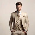 Axel | Men's Three-Piece Tailored Suit, Jacket Waistcoat and Trousers Formalwear | Animated Apparel | Beige