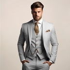 Axel | Men's Three-Piece Tailored Suit, Jacket Waistcoat and Trousers Formalwear | Animated Apparel | Gray