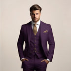 Axel | Men's Three-Piece Tailored Suit, Jacket Waistcoat and Trousers Formalwear | Animated Apparel | Dark Purple
