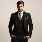 Axel | Men's Three-Piece Tailored Suit, Jacket Waistcoat and Trousers Formalwear | Animated Apparel | Black