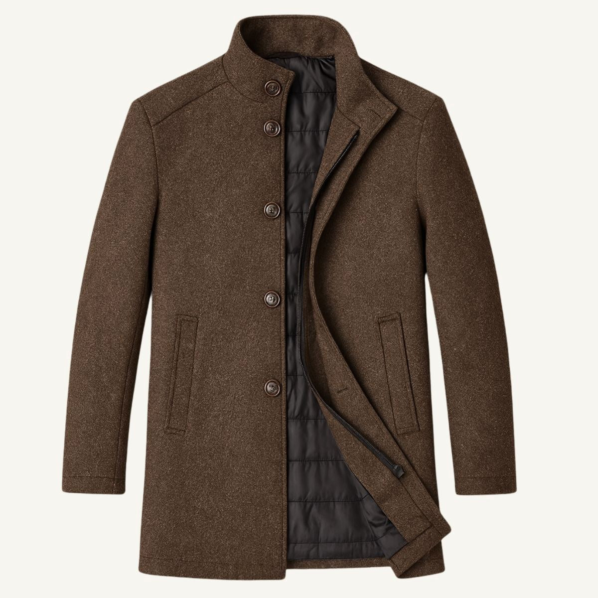 Jordan | Men's Wool Overcoat, Classic Wool Coat | Animated Apparel | Brown