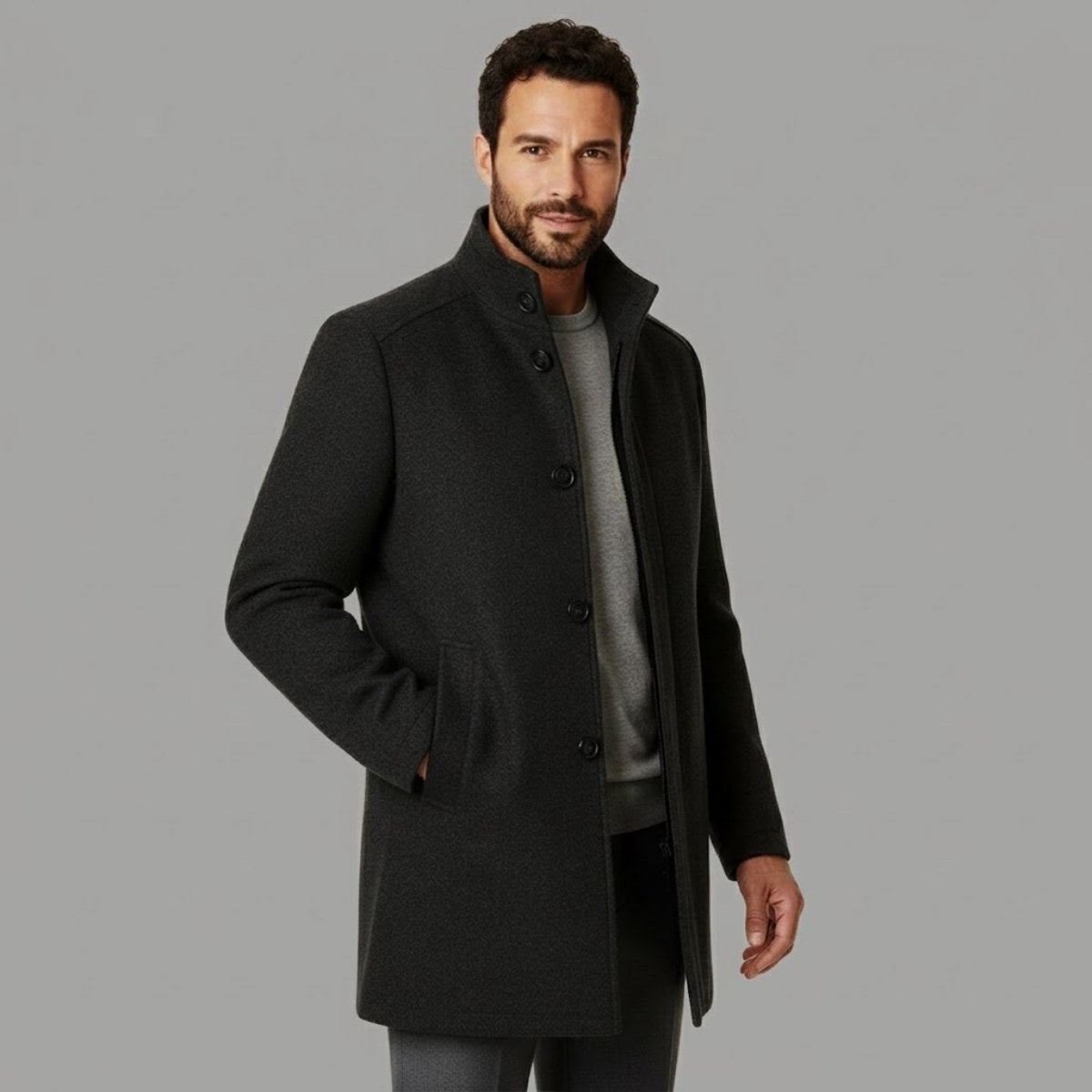 Jordan | Men's Wool Overcoat, Classic Wool Coat | Animated Apparel