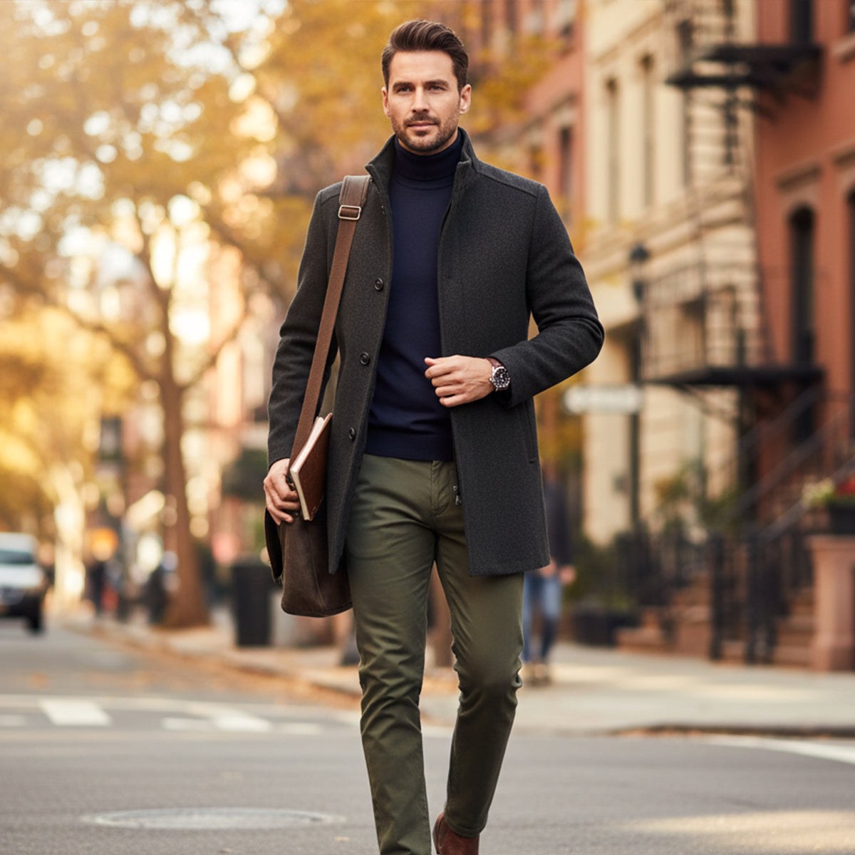 Jordan | Men's Wool Overcoat, Classic Wool Coat | Animated Apparel