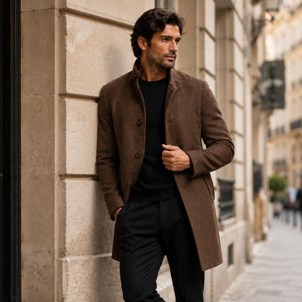 Jordan | Men's Wool Overcoat, Classic Wool Coat | Animated Apparel