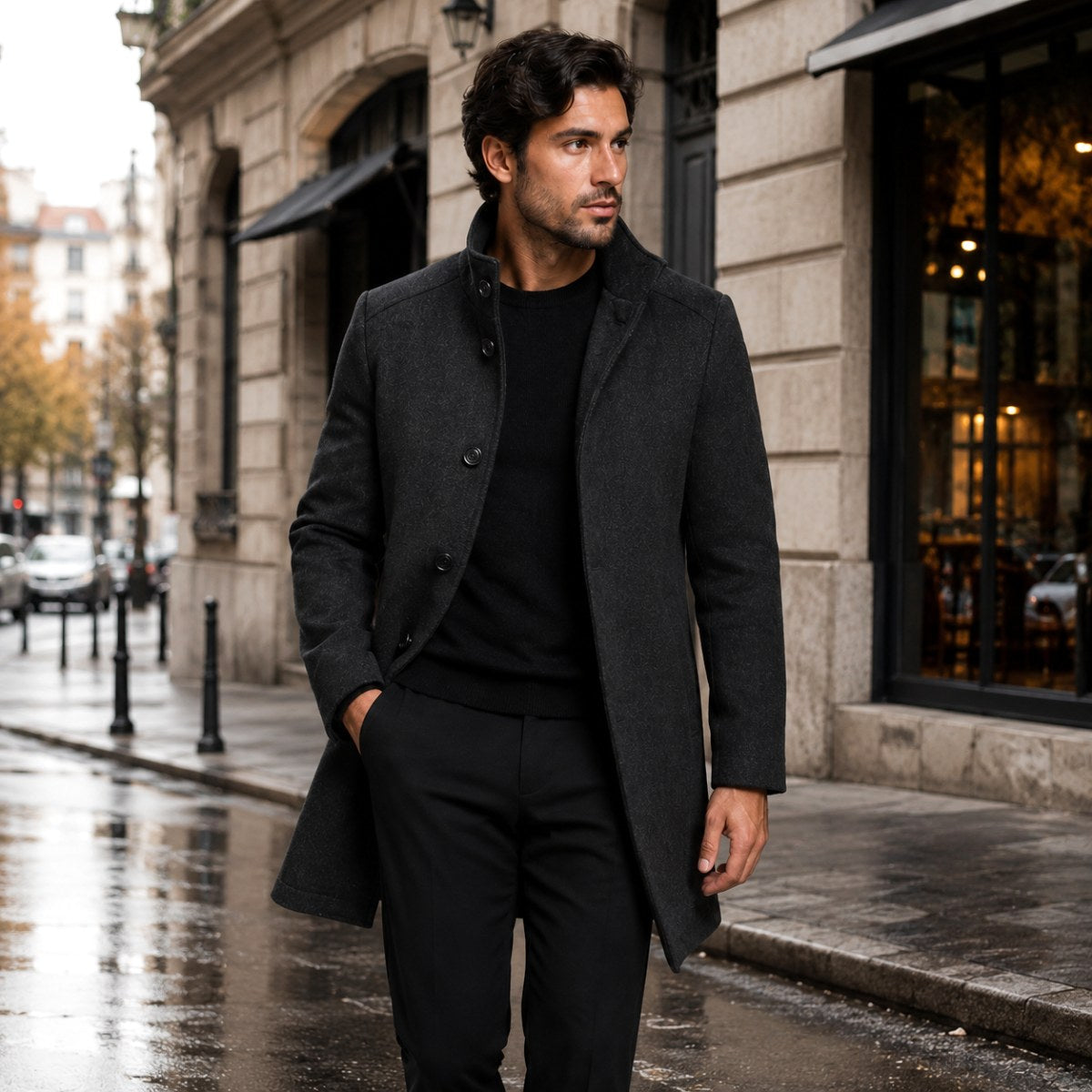 Jordan | Men's Wool Overcoat, Classic Wool Coat | Animated Apparel