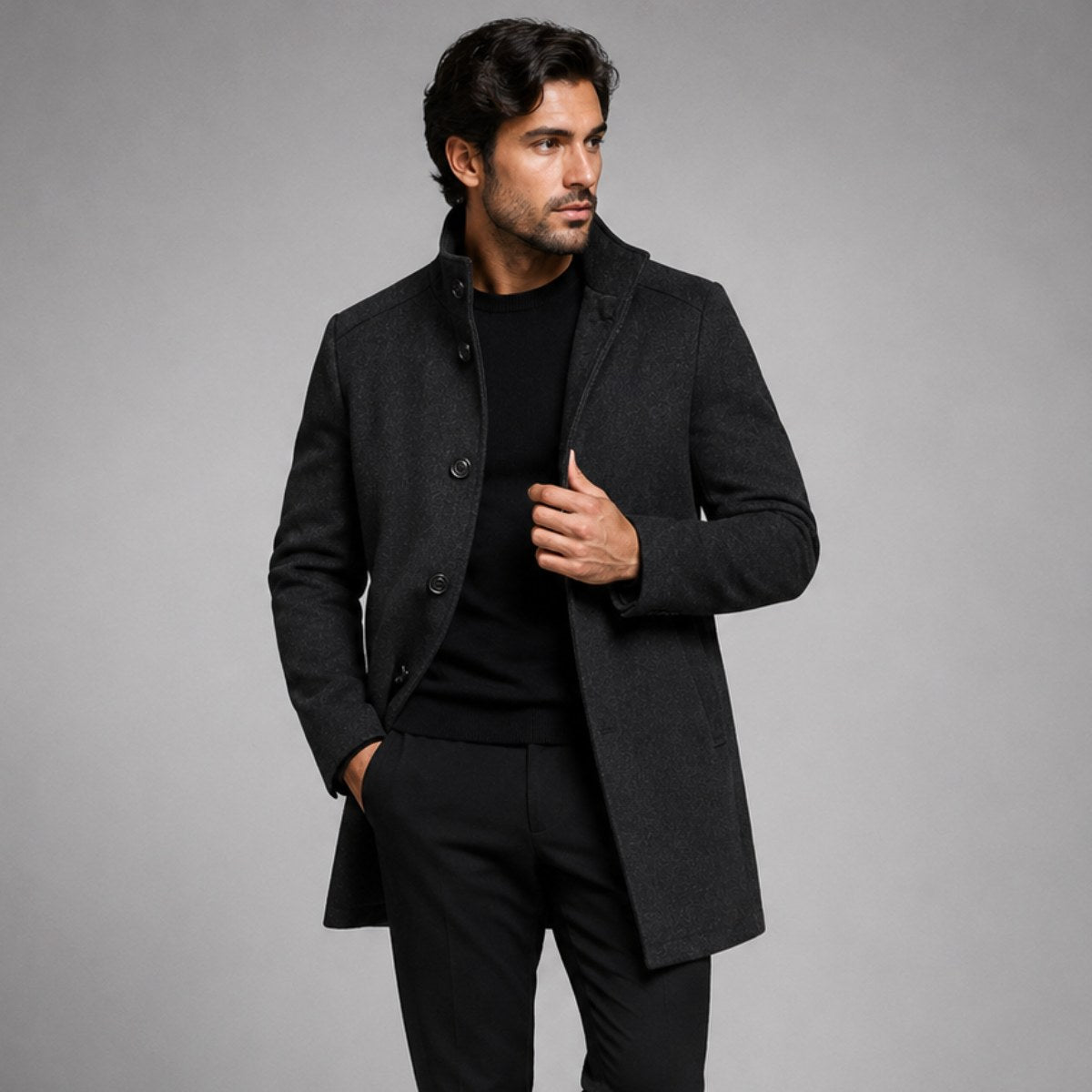 Jordan | Men's Wool Overcoat, Classic Wool Coat | Animated Apparel